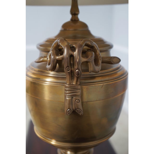 1990s Heavy Solid Brass Urn Large Table Lamp For Sale - Image 5 of 12
