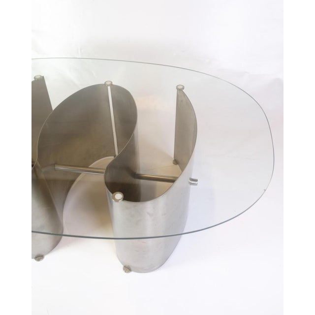 Coffee Table with Glass Top and Frame Shaped in Steel by Jørgen Flemmer, 1986 For Sale - Image 3 of 11