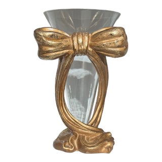 Vintage Dorothy Draper Style Gold Gilt Trompe L’Oleil Vase For Sale