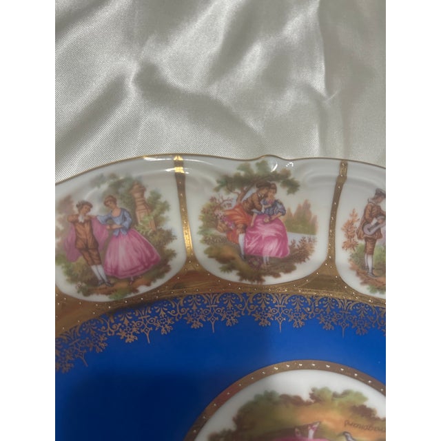 Vintage Schaller Bavaria Fragonard Porcelain Serving Tray | Cobalt Blue & Gold Gilt | Made in Germany For Sale - Image 11 of 11