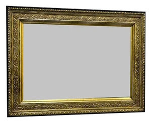 Vintage Rectangular Gold and Black Mirror, 1970s