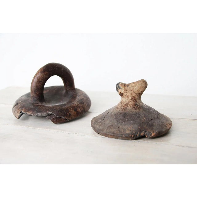 Ancient African Ceramic Pottery Tops - a Pair For Sale - Image 4 of 10