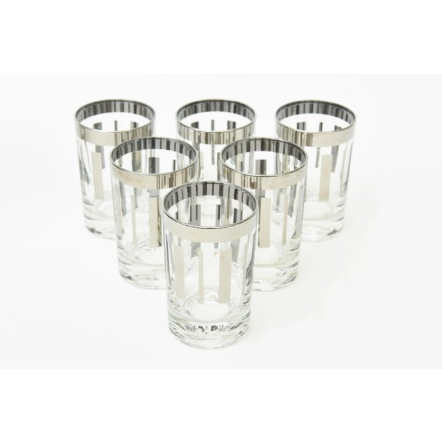 Vintage Silvered Barware Set of 18 Glasses With Silver ,Modern Mid Century For Sale In Miami - Image 6 of 12