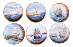 Limited Edition Ship Painting Plates- Set of Six