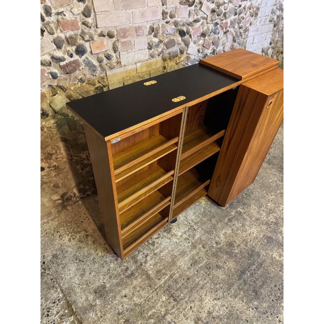 Vintage Danish Teak Fold-Out Bar Drinks Cabinet, 1960s For Sale - Image 11 of 18