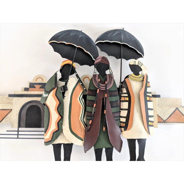 1990s C. Jere Signed 1996 Village Women Wall Sculpture For Sale - Image 5 of 13