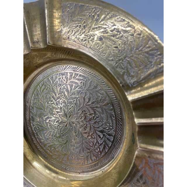 Mid-Century Modern Mid 20th Century Brass Plate With Floral Detail For Sale - Image 3 of 5