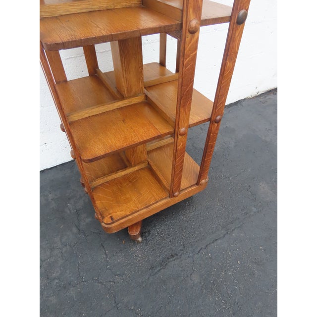 Early 1900s Oak Five Tier Rotating Revolving Bookcase 6894 For Sale - Image 10 of 18