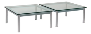 LC-10 Coffee Tables in Light Blue Glass by Le Corbusier for Cassina, 1960s, Set of 2