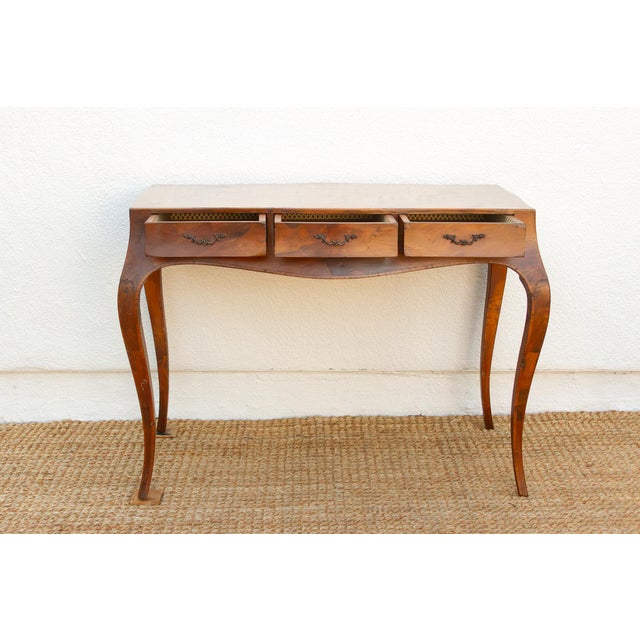 Mid-Century 20th Italian Walnut Marquetry Writing Table For Sale - Image 4 of 12
