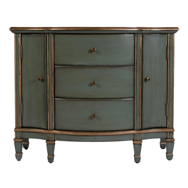 Wood Sheffield 40 in. W Demilune Wood 3 Drawer 2 Door Accent Cabinet, Royal Pastel Green For Sale - Image 7 of 11