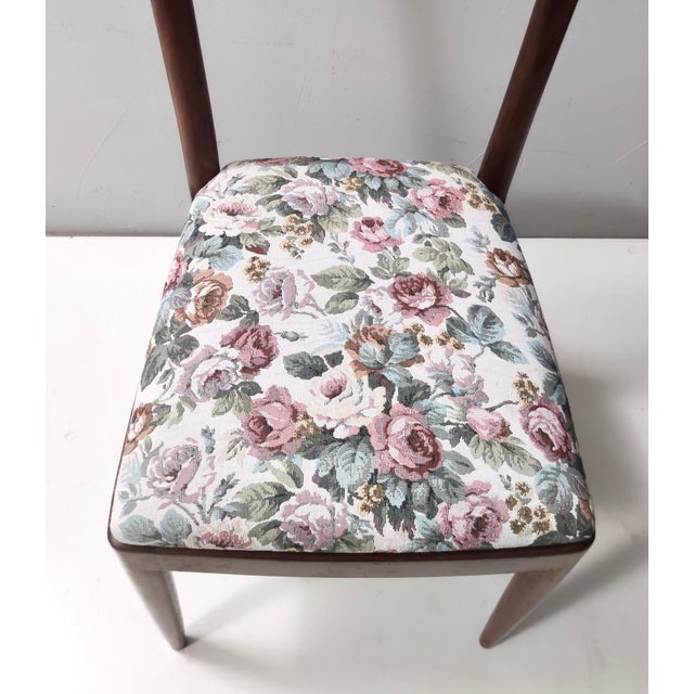 Dining Chairs with Beech Frame and Linen Patterned Fabric attributed to Carlo Enrico Rava, 1950s, Set of 4 For Sale - Image 11 of 13