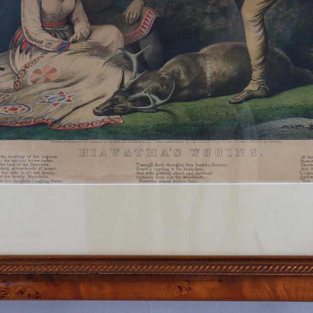 Mid 19th Century Antique Currier & Ives Hand Tinted Lithograph “Hiawatha’s Wooing” C1860 For Sale - Image 5 of 9