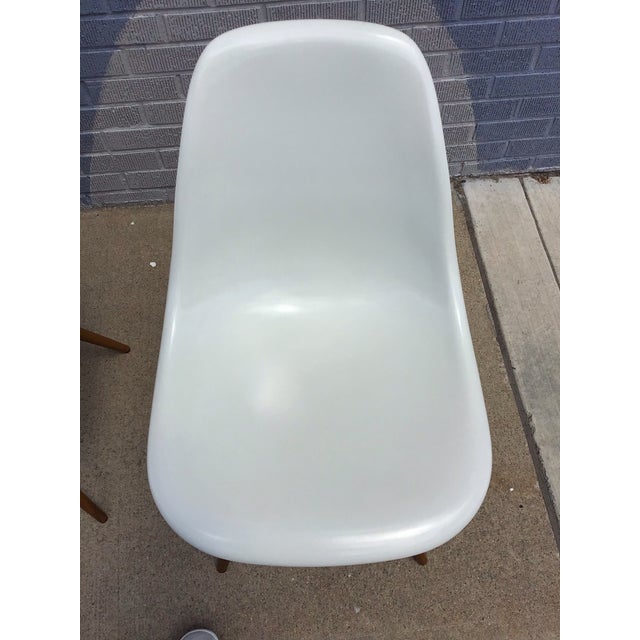 Wood Eames Whole Molded Plastic Dining Chairs For Sale - Image 7 of 10