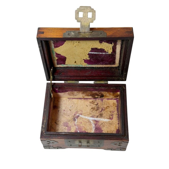 Early 20th Century Chinese Rosewood Strongbox With Jade and Brass, Circa 1920s For Sale - Image 5 of 9