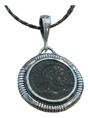 Antique Pendant of Emporer Crispus in Sterling Silver Setting