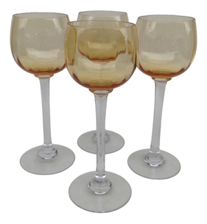 Amber Crystal Glasses, 1930s, Set of 4