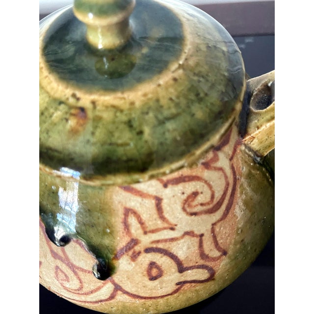 Modern Japanese Studio Pottery Oribe Tea Pot by Ken Matsuzaki For Sale - Image 12 of 17