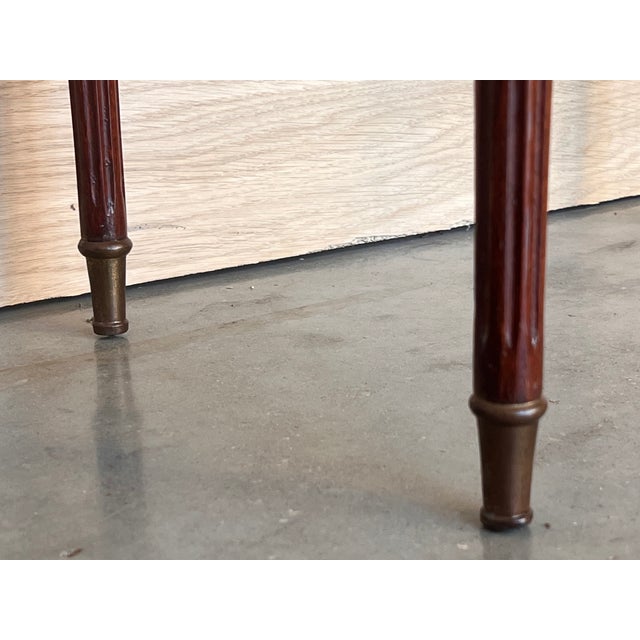 20th Century Pair of Louis XVI Style Marble-Top, Bronze and Walnut Nightstands For Sale - Image 12 of 12