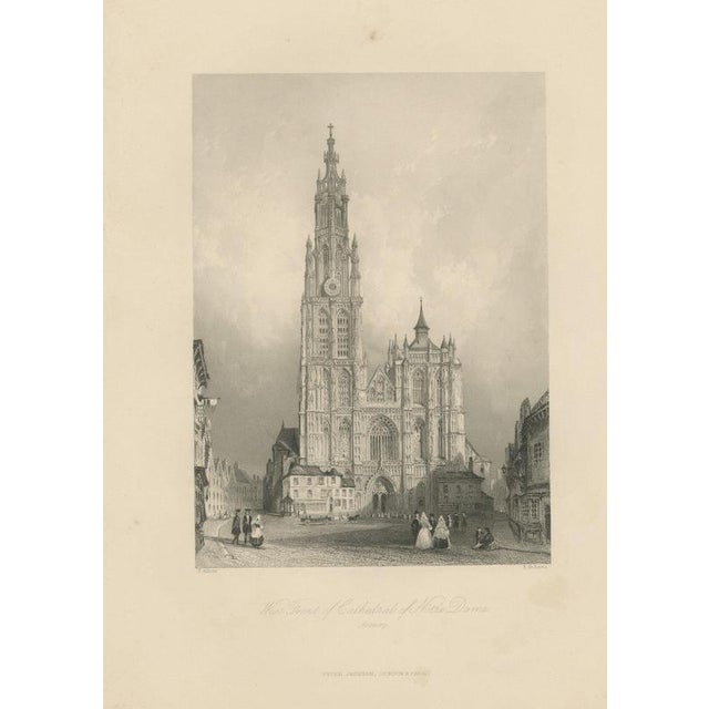 After Thomas Allom, West Front of Antwerp Cathedral, 1850, Engraving For Sale - Image 9 of 9