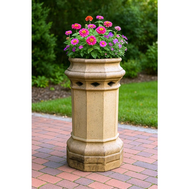 A handsome antique Scottish salt-glazed chimney pot dating late 19th century. Standing 31 inches tall, this architectural...