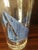 1930s Art Deco Clear Glass Cocktail Shaker With Blue Transferware Sailboat Design For Sale - Image 5 of 9