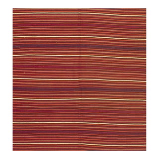 Authentic Mid-20th Century Anatolian Multi Stripe Turkish Kilim Flat-Weave Rug For Sale