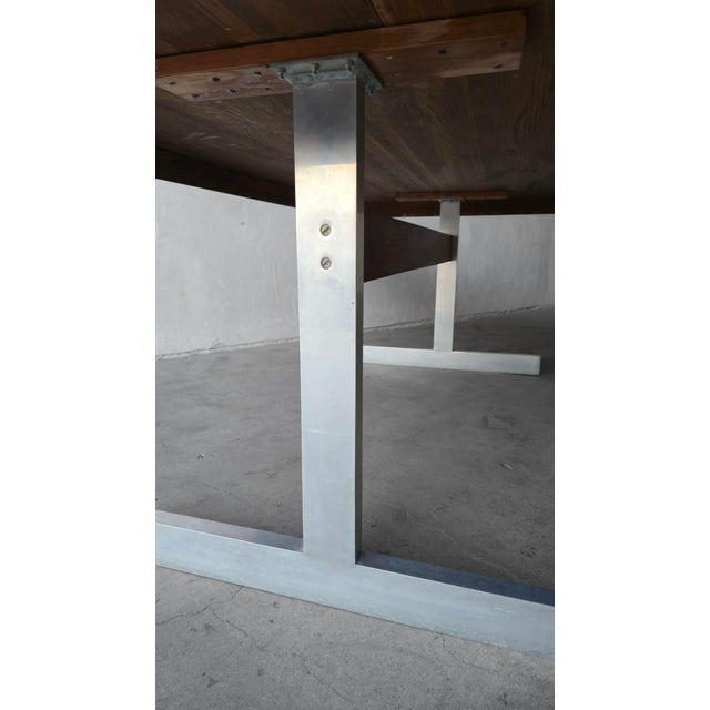 Mid Century Bauhaus Butcher Block Oak and Aluminum Table For Sale - Image 10 of 11