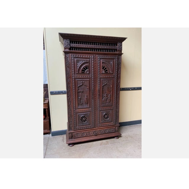 Late 19th Century Antique Breton Cabinet in Wood, 1880 For Sale - Image 5 of 10