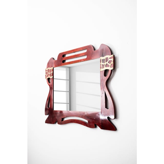 Brown Art Nouveau Mirror by Vienna School for Nedomansky Brothers, Vienna, 1890s For Sale - Image 8 of 14