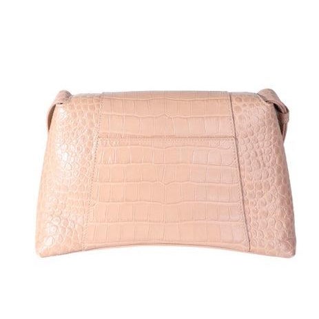 Beige Croc Embossed Hourglass Downtown Shoulder Bag For Sale - Image 9 of 9