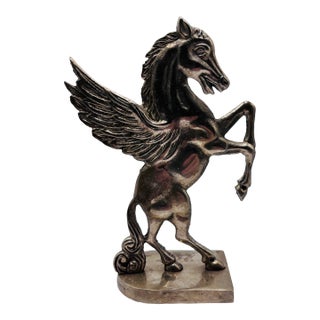 1980s Brass Pegasus Statue/ Solo Bookend For Sale