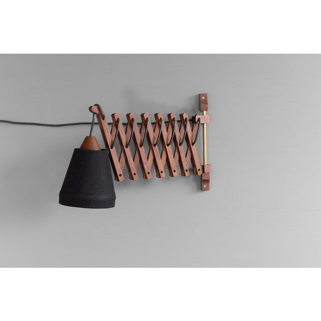 Concertina extending mid-century wall light with original re-covered shade. Re-wired and tested. Sweden 1960. UK Plug (up...