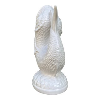 Vintage Bordallo Pinheiro Portuguese Ceramic Koi Fish Pitcher Vase — Tropical Decor For Sale