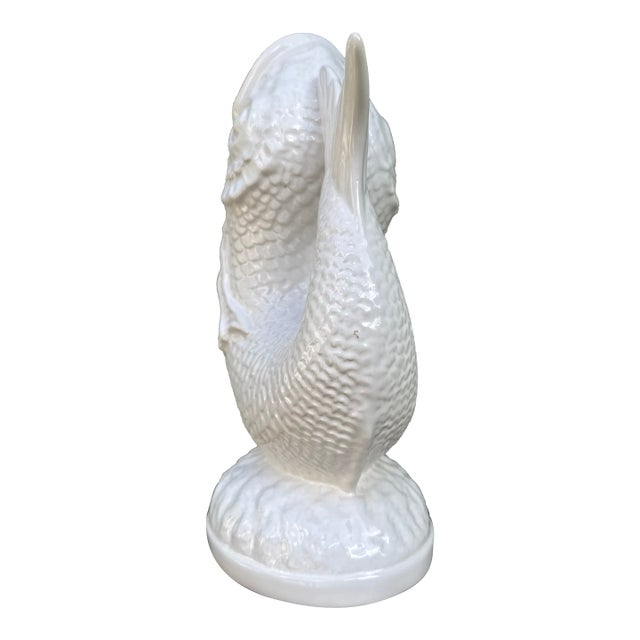 Vintage Bordallo Pinheiro Portuguese Ceramic Koi Fish Pitcher Vase — Tropical Decor For Sale