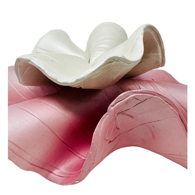 Pink Large 15" Keith Fortley Signed Post-Modern Sculptural Flower Centerpiece – Pink & Opalescent White For Sale - Image 8 of 17