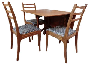Vintage Teak Dining Chairs and Table, 1960s, Set of 3