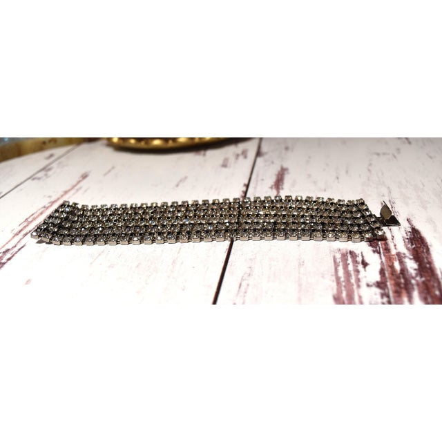 Gemstone Vintage Alexis Kirk Wide Black & Clear Rhinestone Bracelet For Sale - Image 7 of 15
