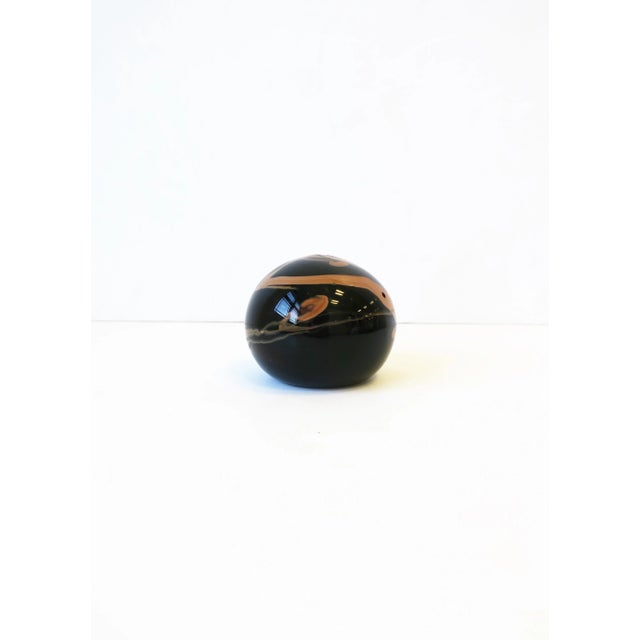 1970s Modern Black Art Glass Paperweight or Decorative Object Sphere For Sale - Image 11 of 13