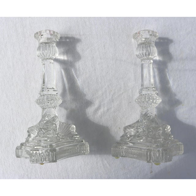 Transparent Tiffany & Co. Clear Crystal Candlesticks With Dolphin Motif-a Pair For Sale - Image 8 of 16