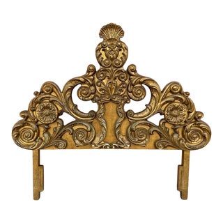 1960s Rococo Ornate Queen Gold Headboard For Sale