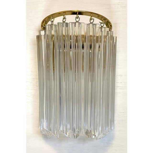 Glass Set of Four Venini Murano Glass and Brass Wall Sconces, Mid-Century Modern For Sale - Image 7 of 8