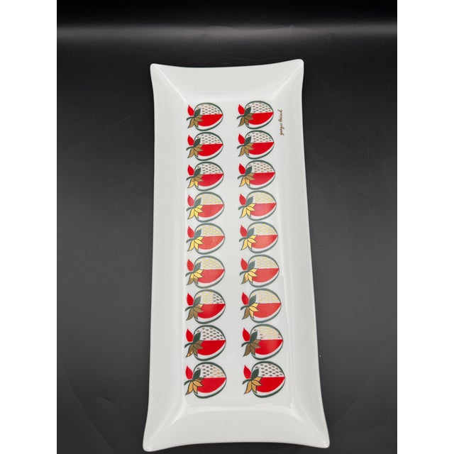 Large Mid 20th Century Georges Briard Glass Strawberry Serving Tray For Sale - Image 12 of 12