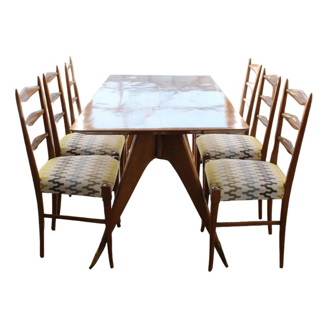 Italian Table with Chairs, 1960s, Set of 7 For Sale