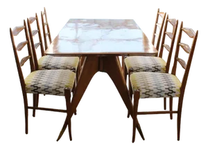 Italian Table with Chairs, 1960s, Set of 7