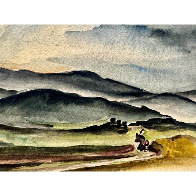 Rustic Henry Emil Salloch Original Watercolor on Paper Southwestern Landscape, 1935. For Sale - Image 3 of 8