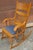Wood Early 20th Century Carved Oak Press Back and Upholstered Seat Rocker Chair For Sale - Image 7 of 8