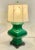 Chinoiserie Vintage Chinoiserie Emerald Green Lacquer Metal Tea Caddy Table Lamp With Chiffon Shade For Sale - Image 3 of 9