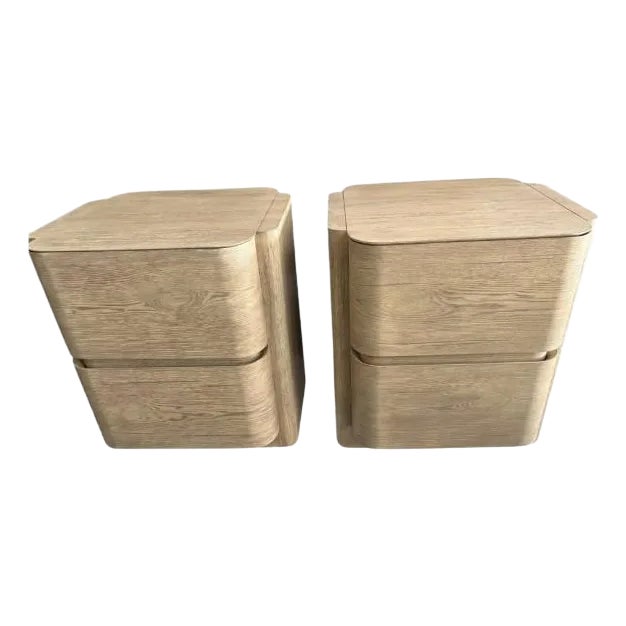 Rh Brioni Closed Nightstands (Pair) – Rustic Greige Oak | Pietro Franceschini Design - Restoration Hardware For Sale