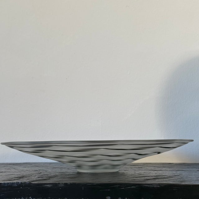 Vintage Mouth Blown Glass Display Platter and Vase in Black and White, a Set of Two For Sale In Los Angeles - Image 6 of 9